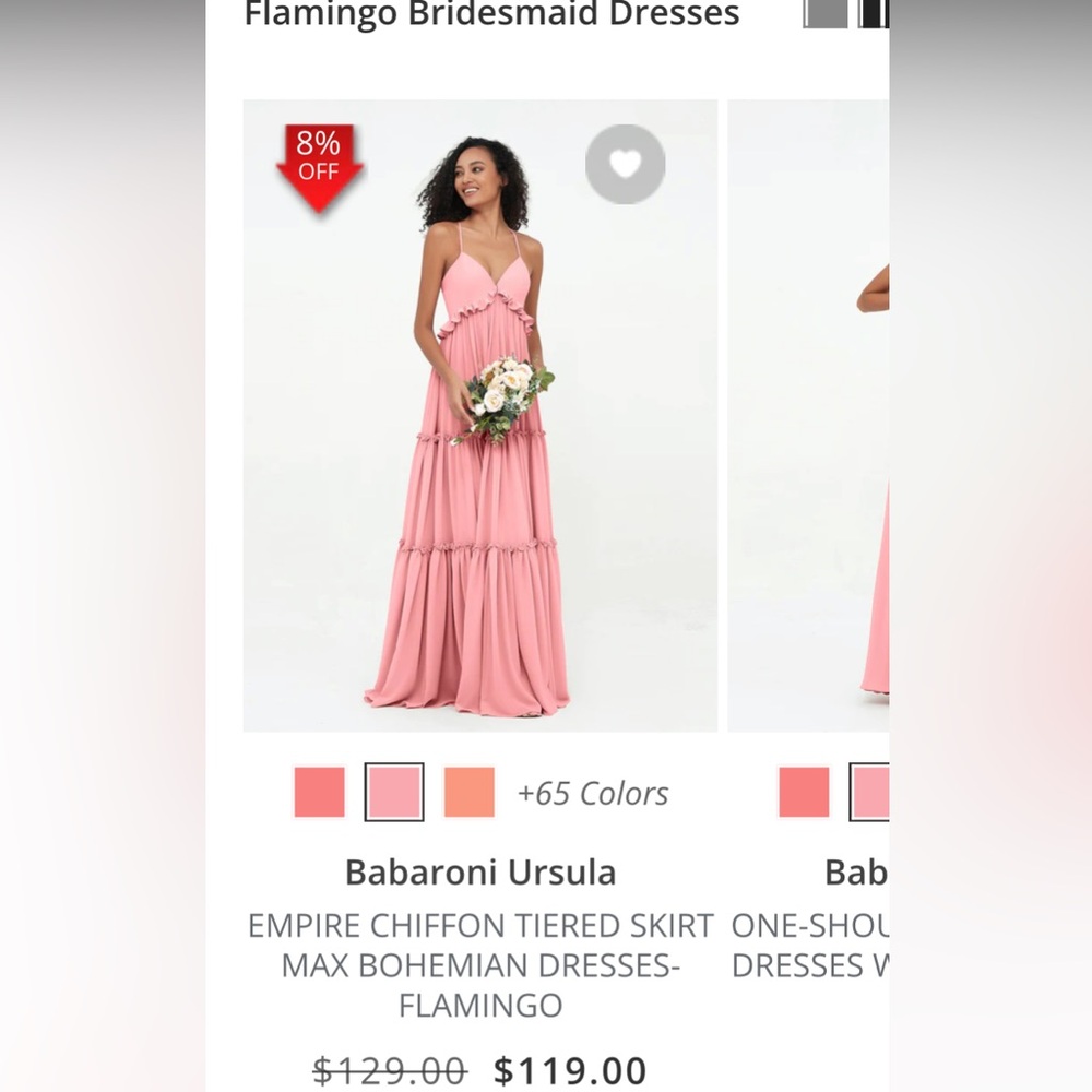 Flaming babaroni bridesmaid dress